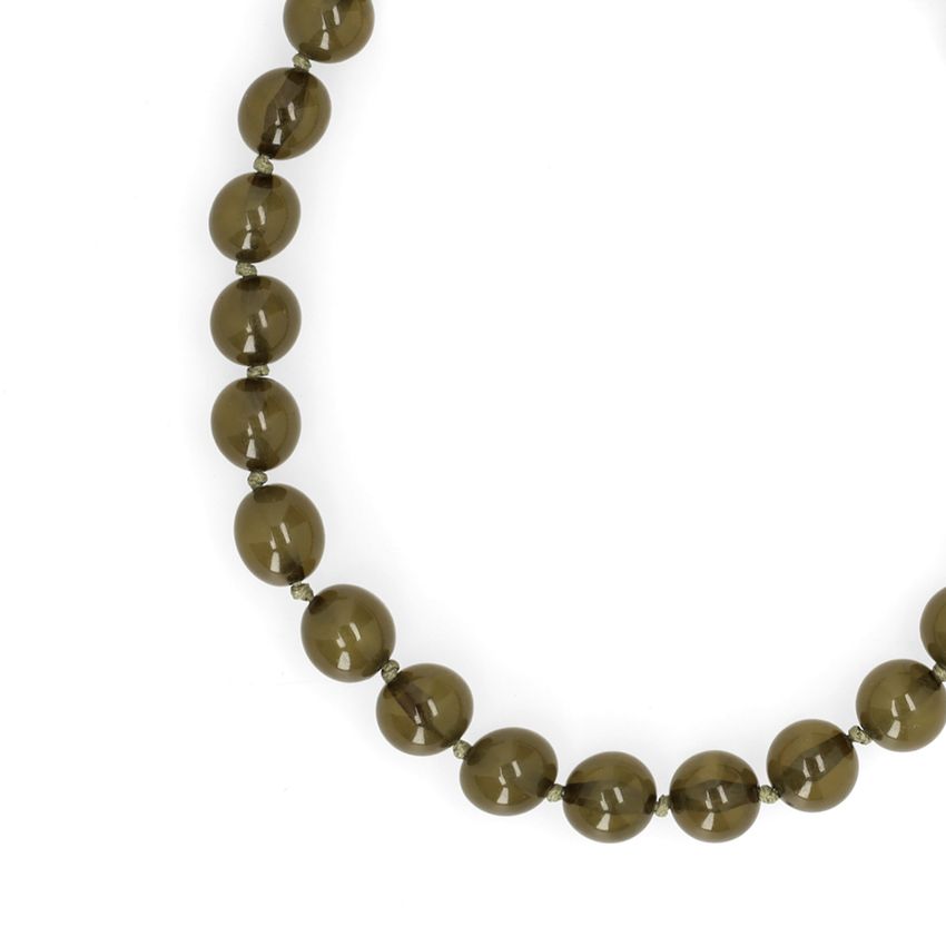 Manfield Olijfgroene kralenketting