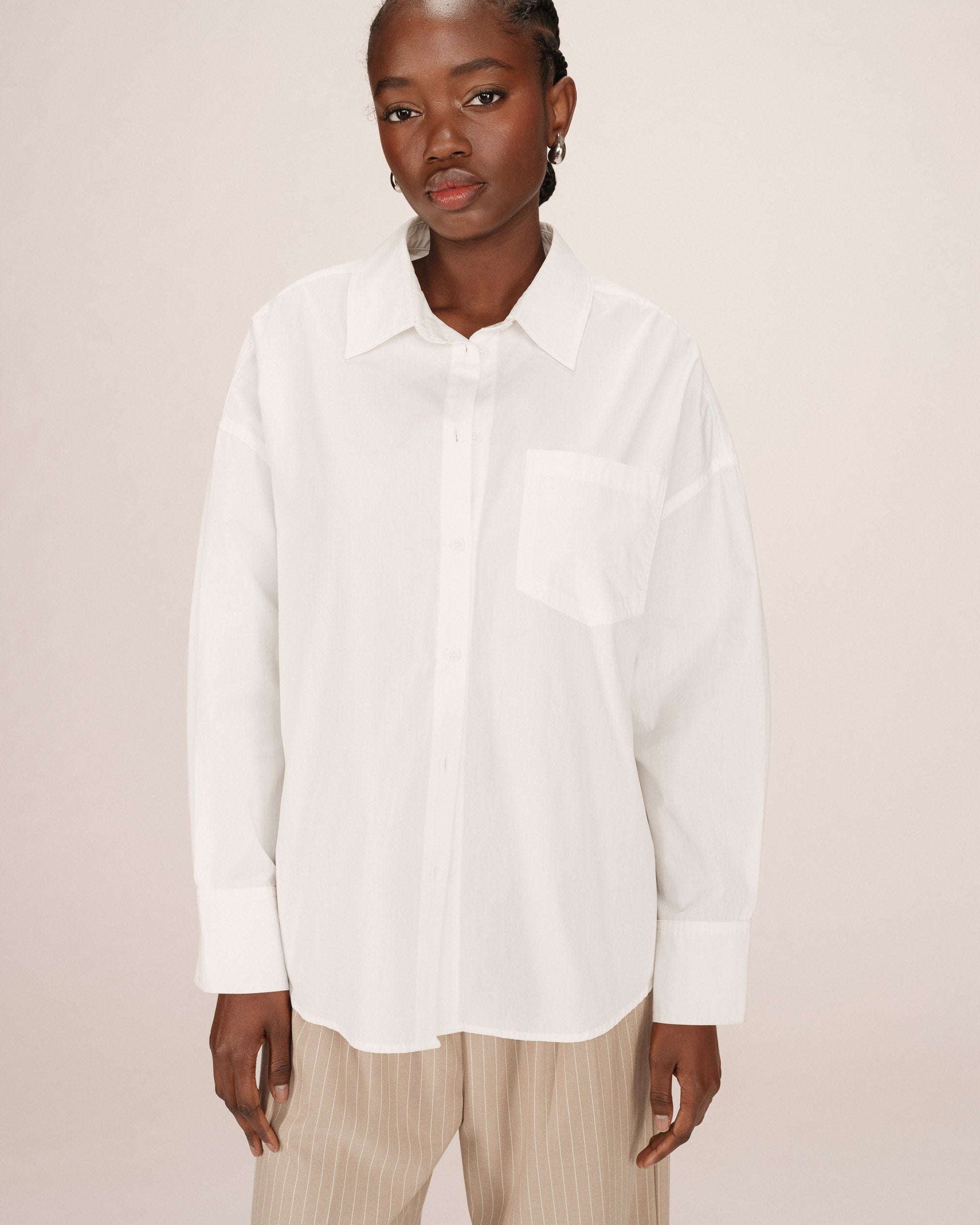 Chemise droite ecru Stripe
