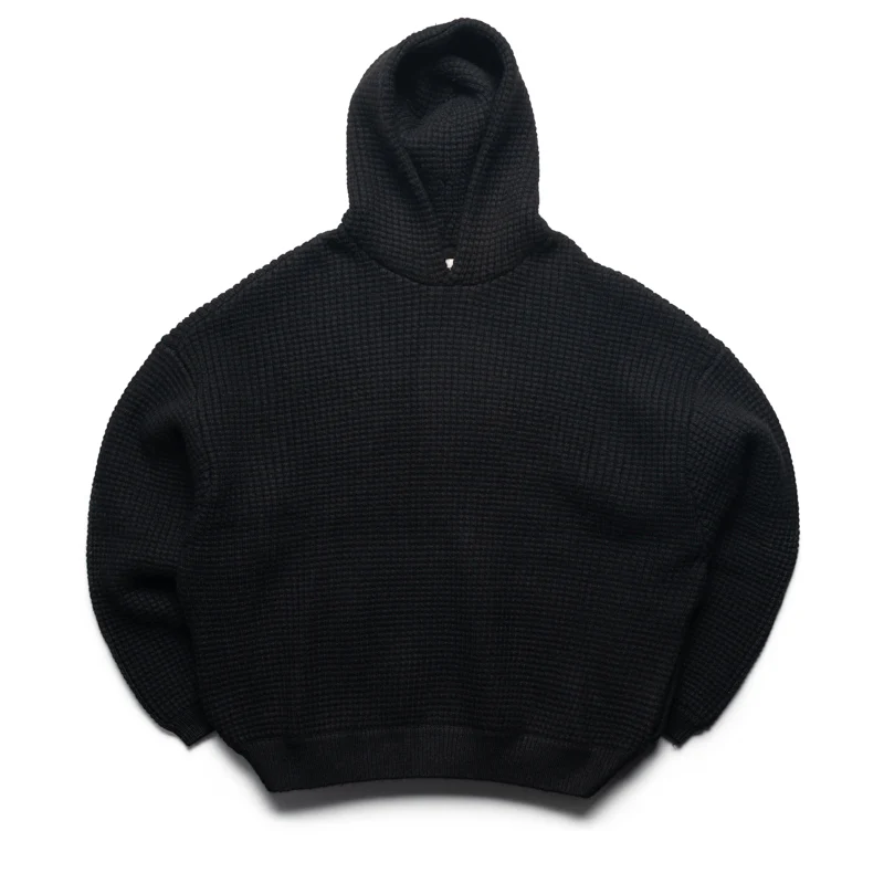 Fear Of God Essentials Heavy Waffle 90's Hoodie - Vintage Black