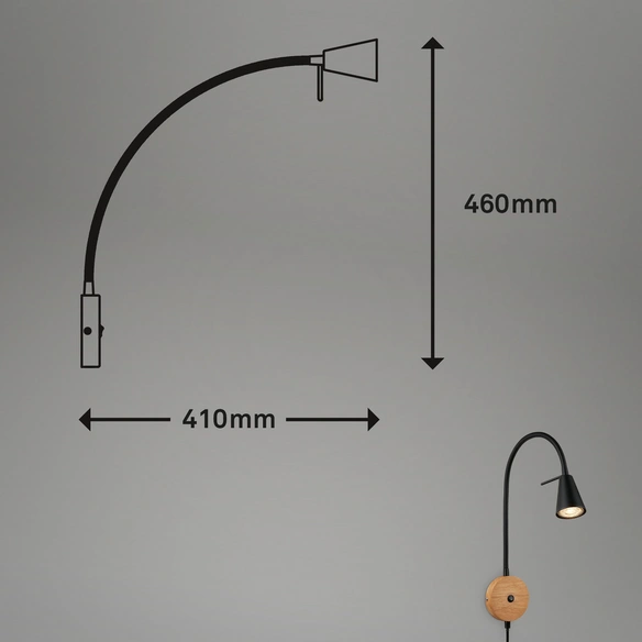 LED-Wand- und Deckenleuchte, 400 lm, 50 x 10 x 4,1 cm, Metall/ Holz, schwarz, helles warm-weiß