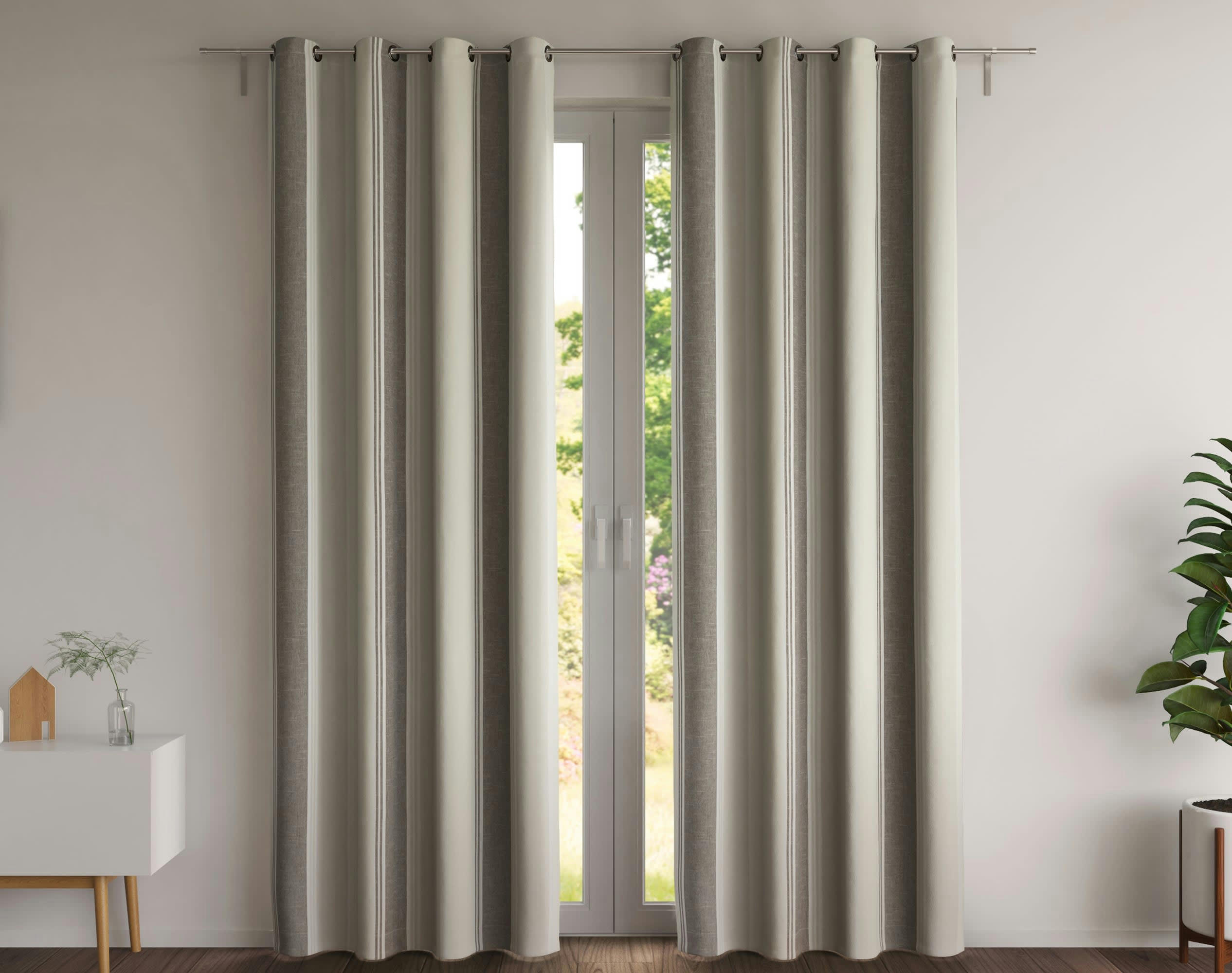 ALPS - Rideau à l'unité monté sur œillet 135x180 en coton gris