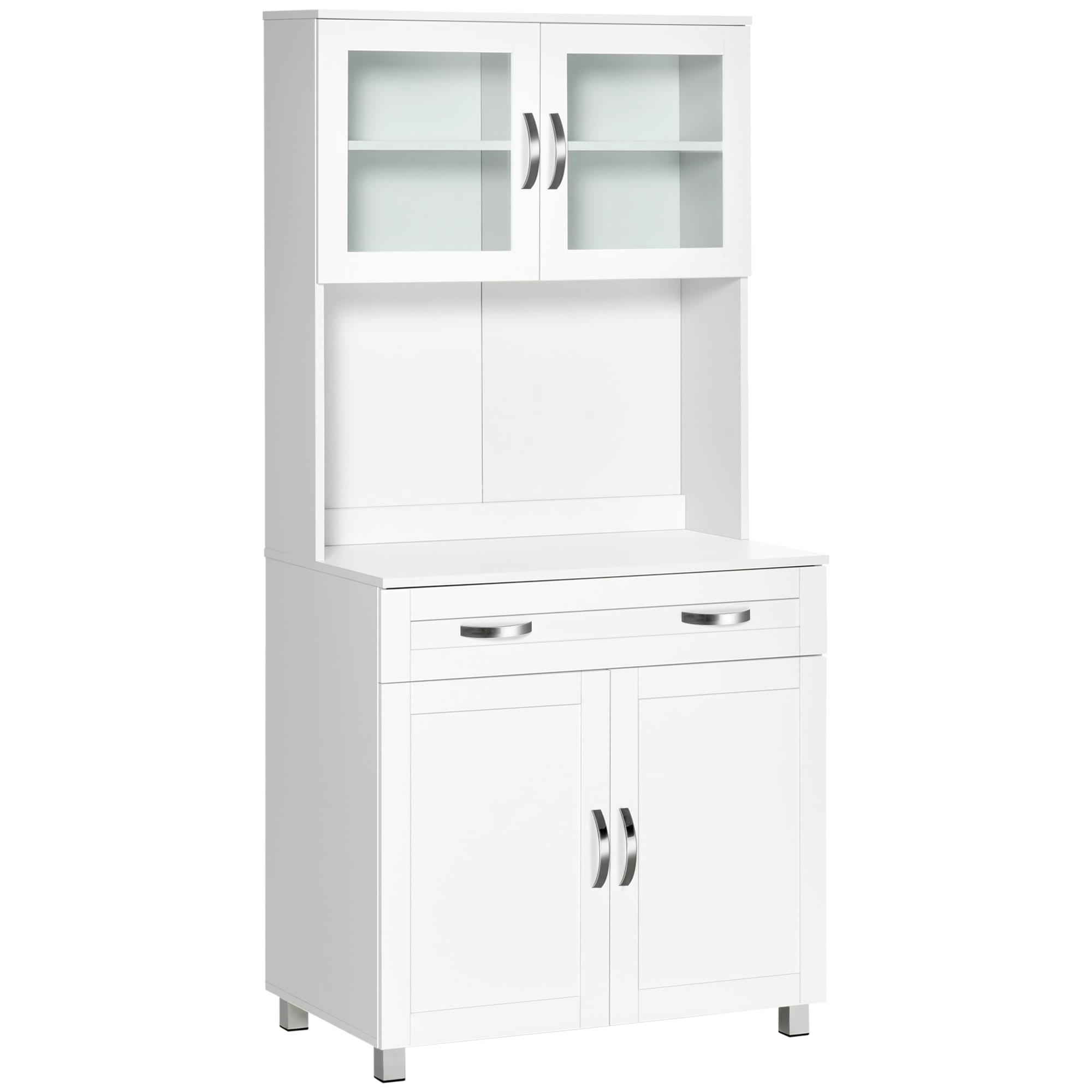 - Buffet haut contemporain 4 portes grand tiroir et niche blanc
