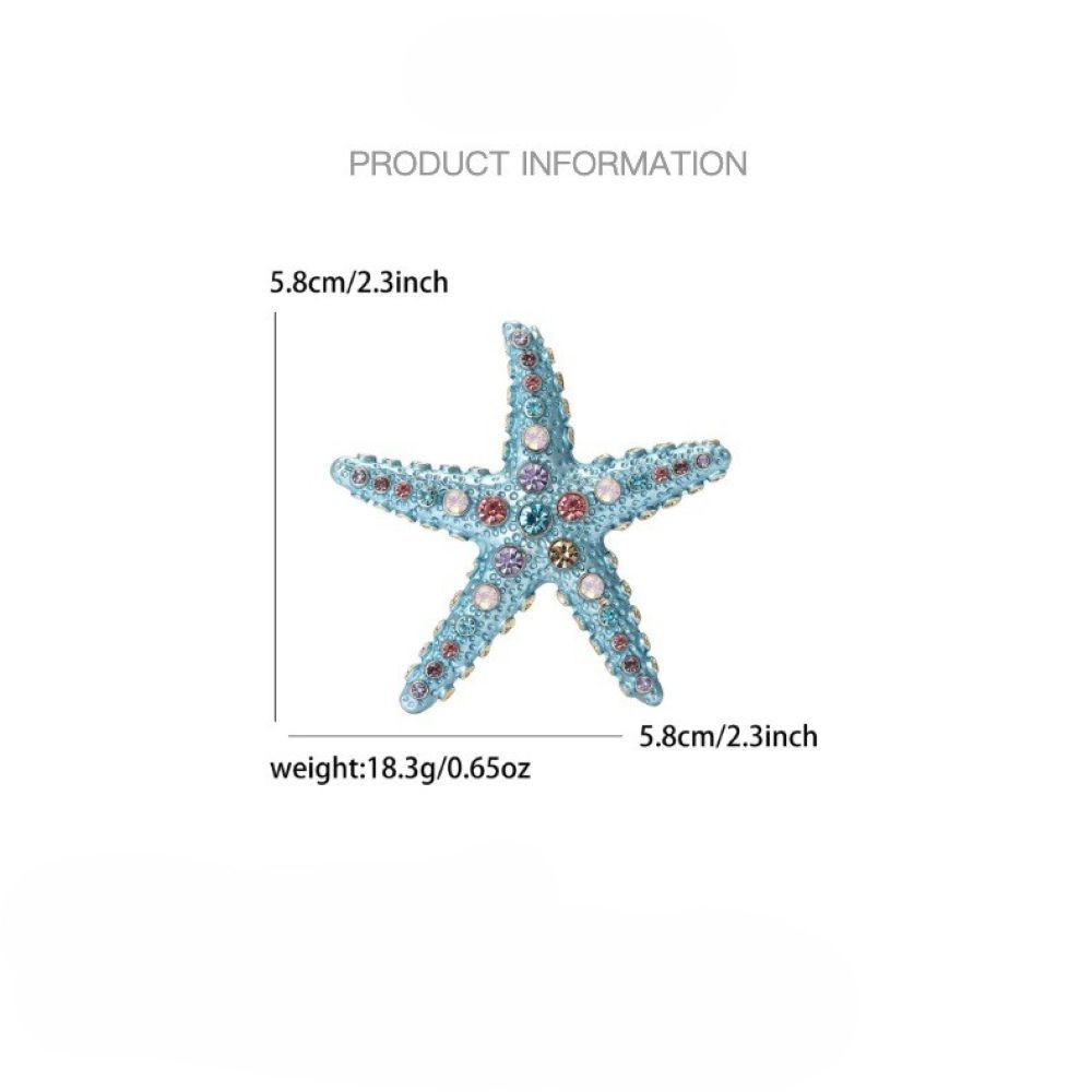 PEACH ACCESSORIES Turquoise Starfish Brooch with Multicolor Crystals