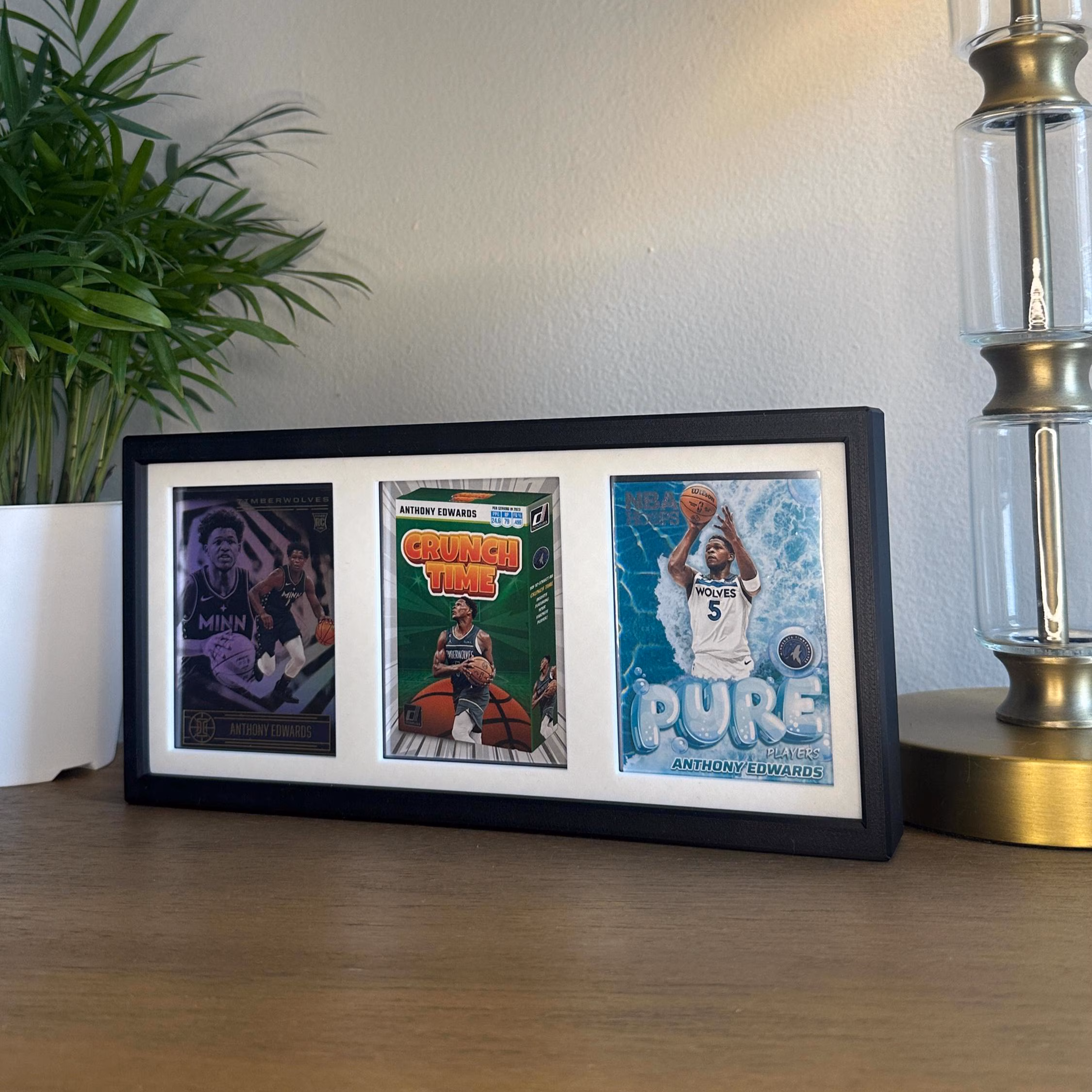 3 Card Top Loader Display Frame – Wall Mount/Self Standing Trading Card Holder – Sports & TCG Card Display - Desk Display