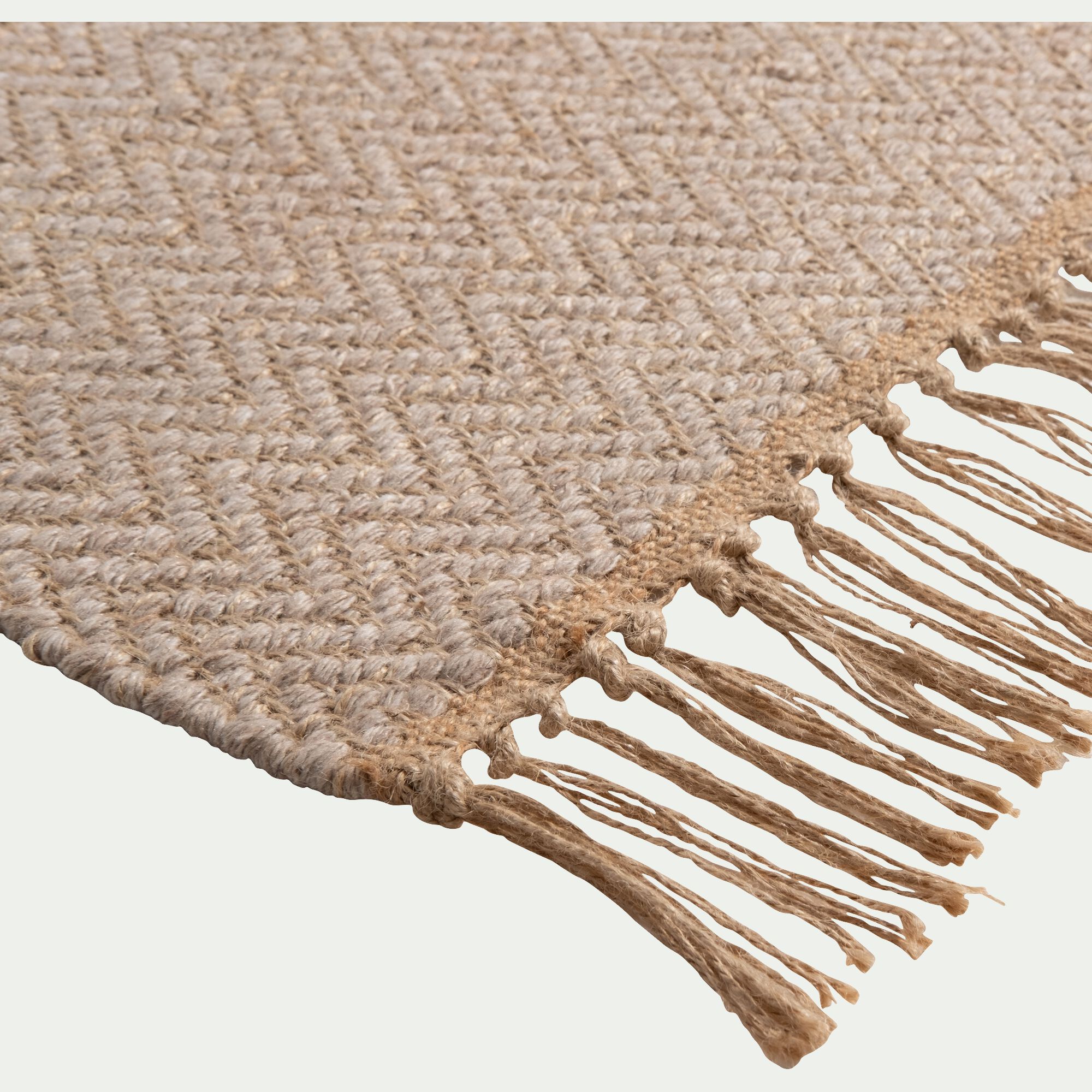 TURAU - Tapis à franges en laine - naturel 60x100cm