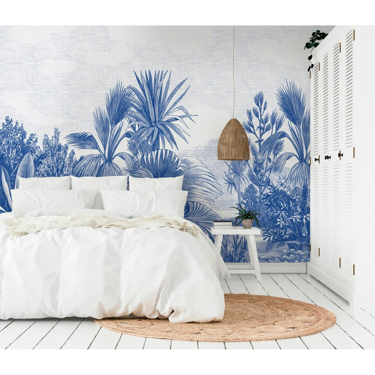 MADRAGUE - Papier peint panoramique motif imprimé Bleu cobalt 480x280cm