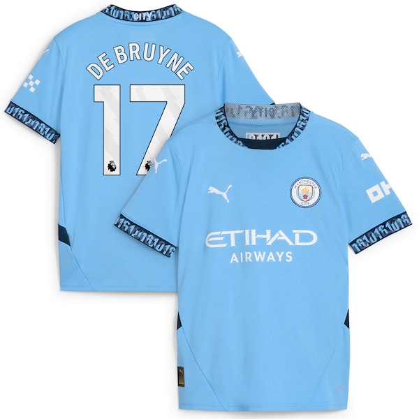 Kevin De Bruyne Manchester City Puma Youth 2024/25 Home Replica Player Jersey - Light Blue