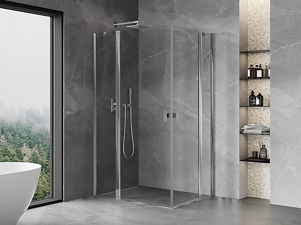 Mexen Mist Duo cabine de douche pivotante 110 x 80 cm, transparent, chrome - 8A4-110-080-01-00