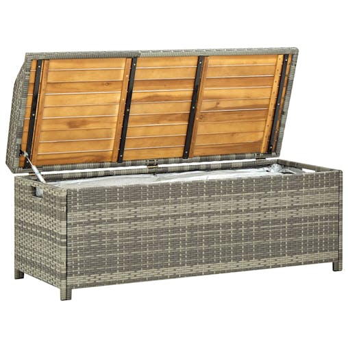 NNEVL Garden Storage Bench 120 cm Poly Rattan Grey
