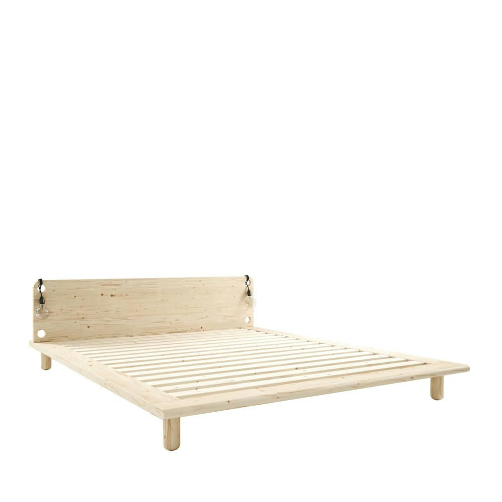 PEEK - Lit en bois avec lampes de chevets 160x200cm