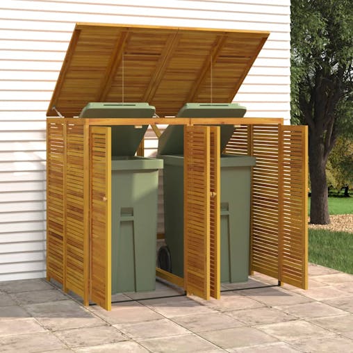 NNEVL Double Garbage Bin Shed 140x89x117 cm Solid Wood Acacia
