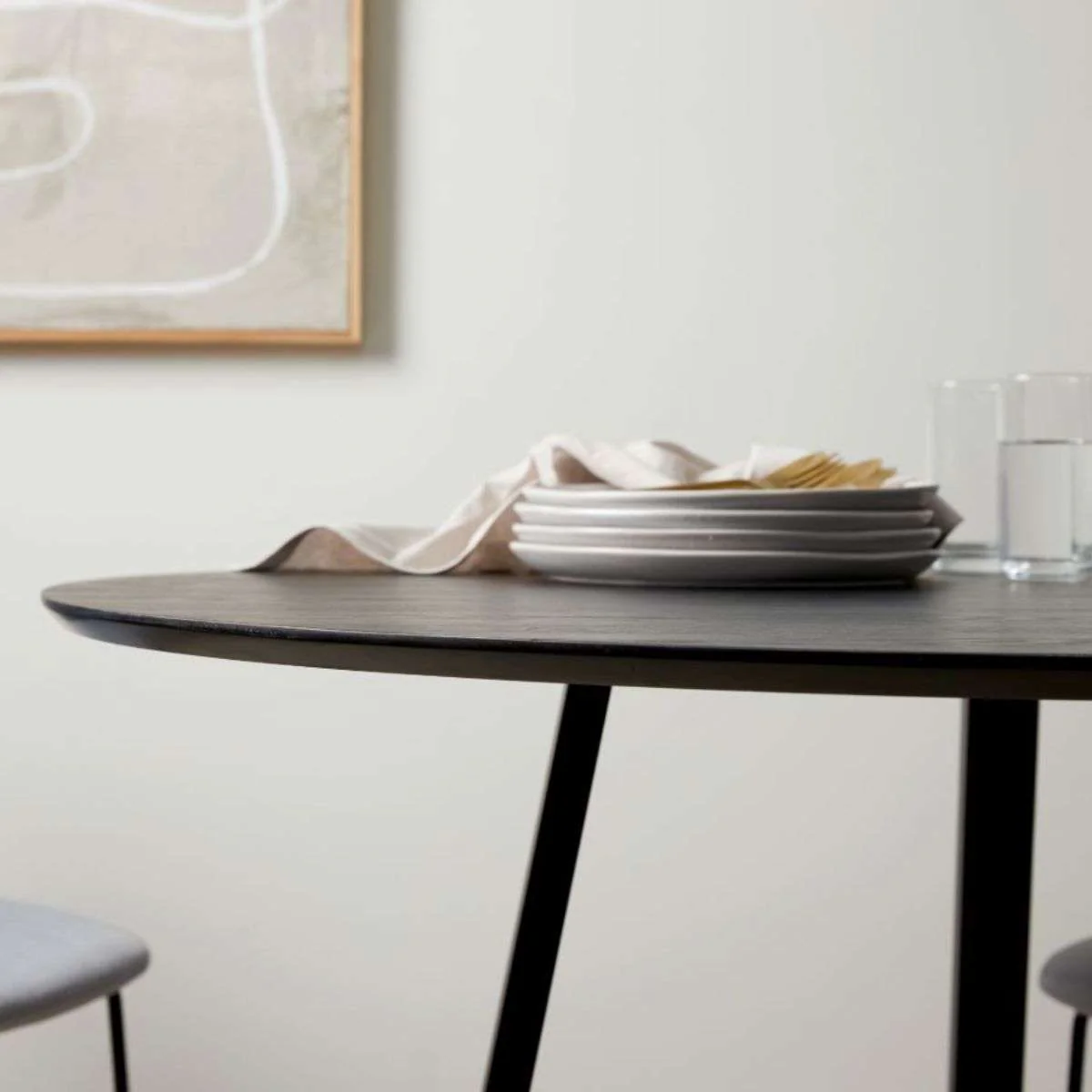 Zander 4 Seater Round Dining Table - Black