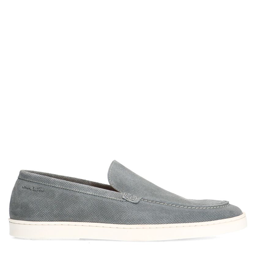 Van Lier Grijs/blauwe suède loafers