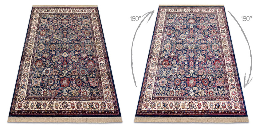 Dywan WINDSOR 22991 ORNAMENT, RAMKA, FRĘDZLE granat / kość 60x100 cm