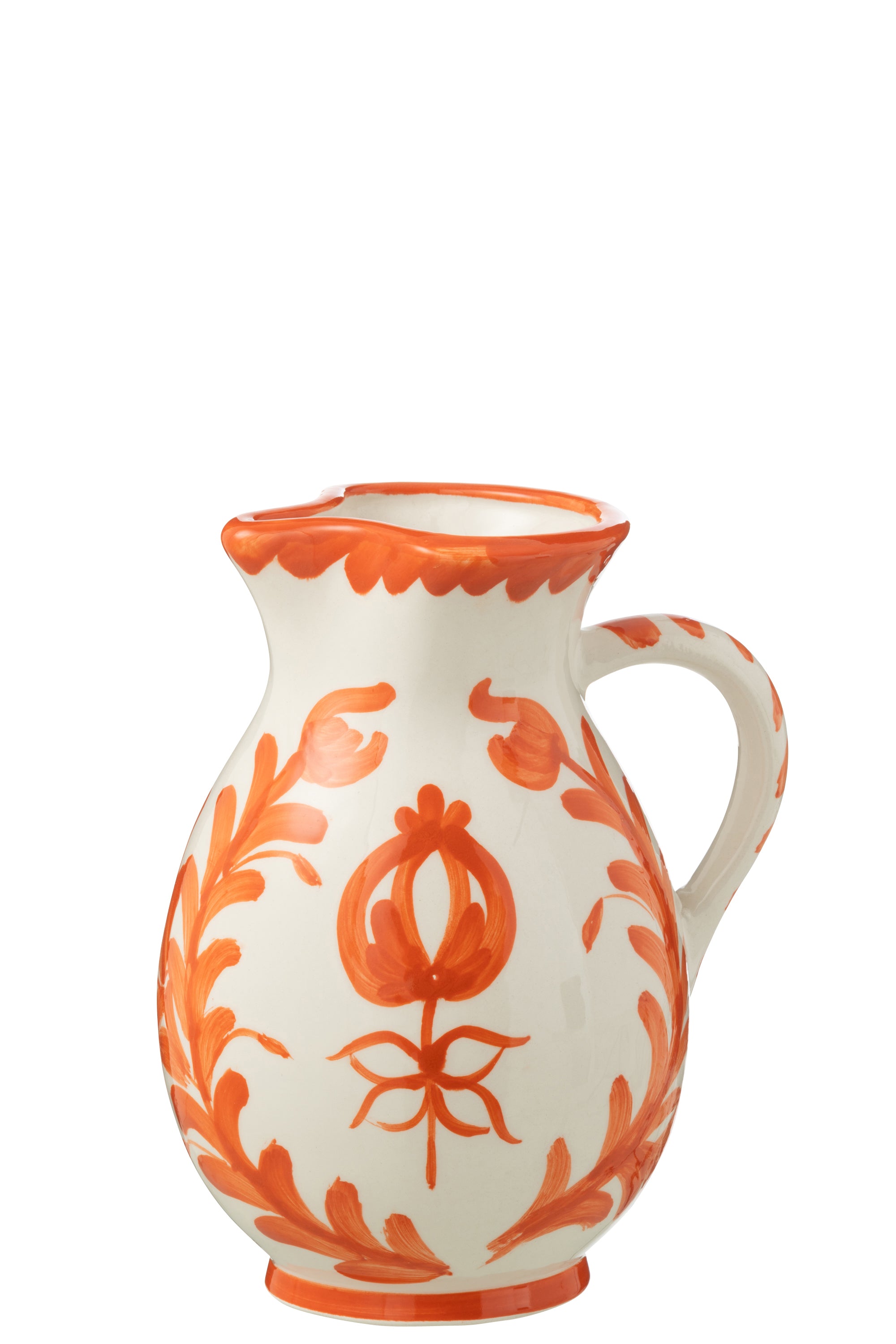 J-Line kruik Granada - keramiek - wit/oranje - medium