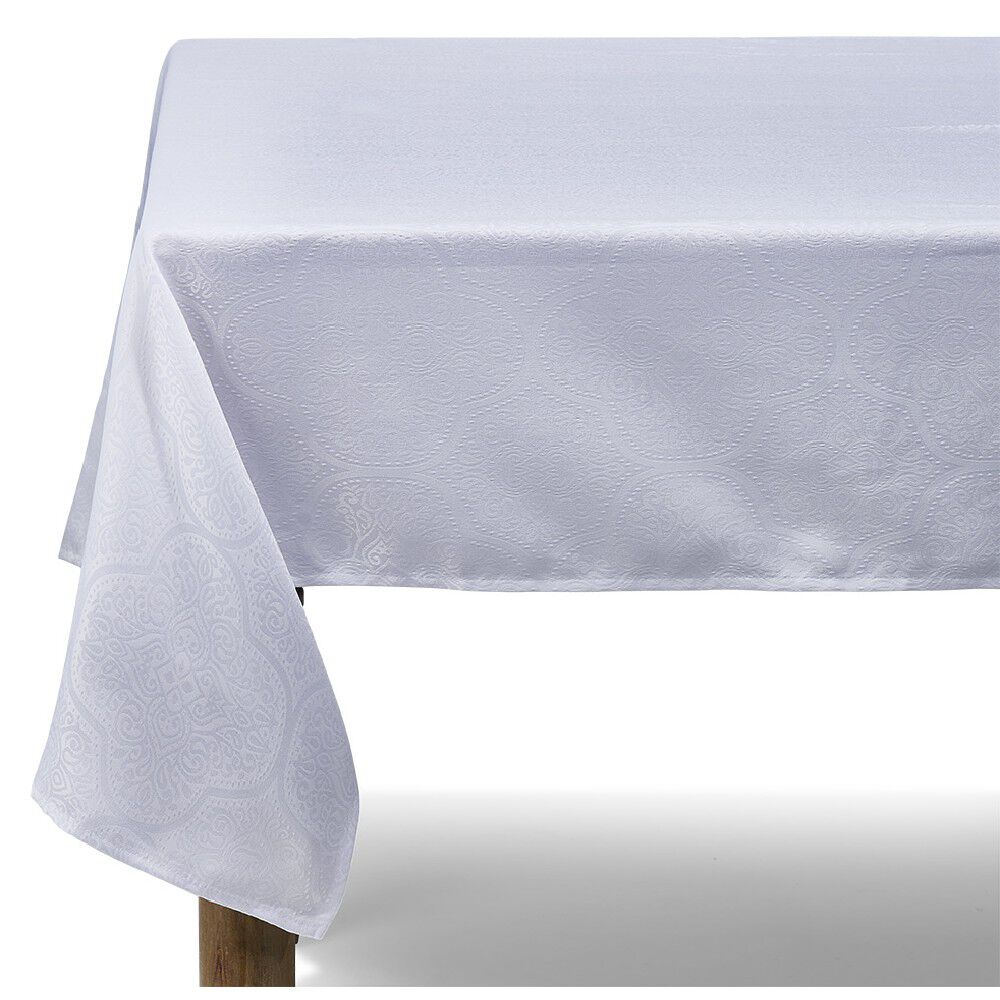 Nappe jacquard blanche motif arabesque L 250 cm