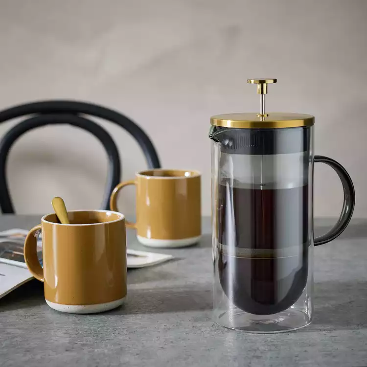 Habitat Smoked Glass 8 Cup 1000ml Cafetiere - Grey