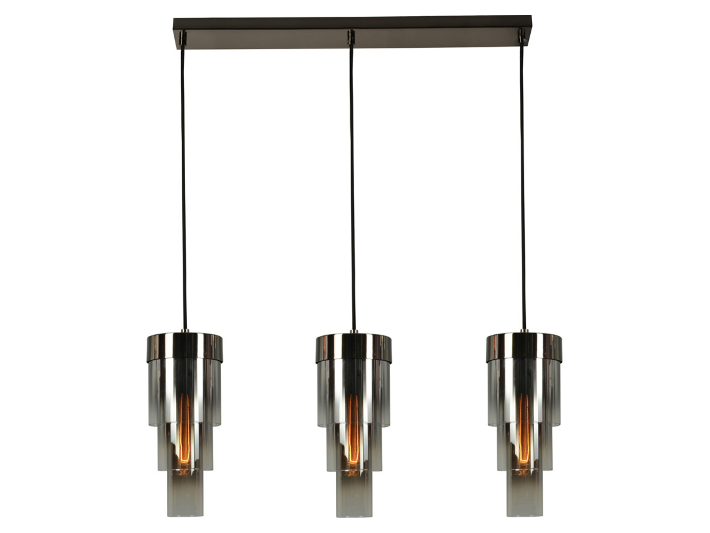 Lampa wisząca Grans 3-punktowa szklana czarny chrom