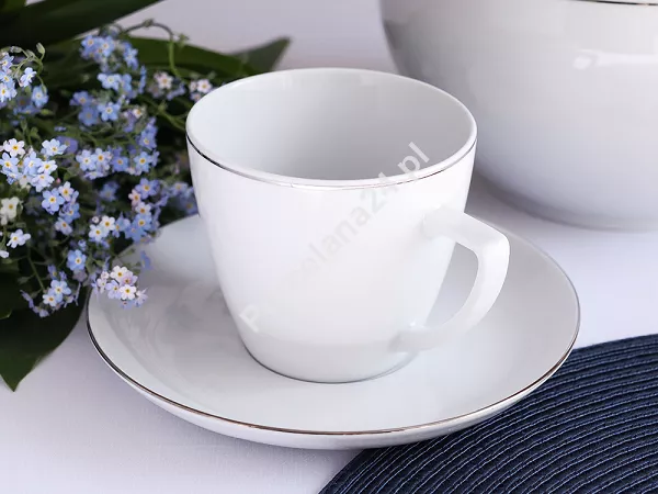 Filiżanka ze spodkiem 0,35 L/18 cm Waza - Modern WA-08P platynowa linia