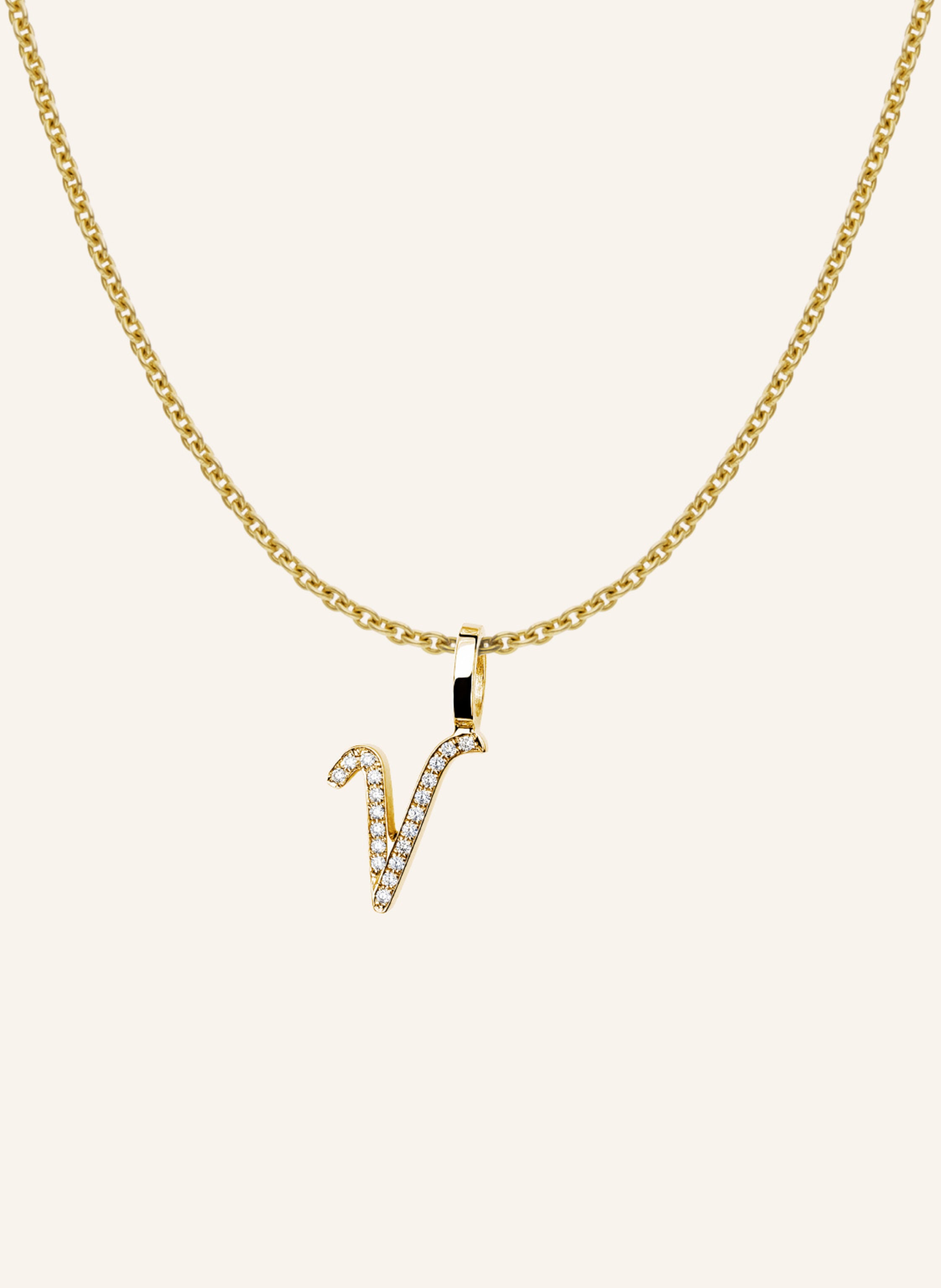 CADA Kette TINY DIAMOND LETTER V