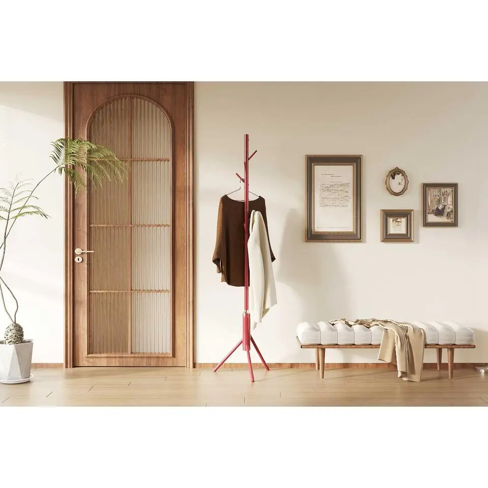 Staande kapstok Kassie - &Oslash;48 x 174 cm - Rood / Metaal