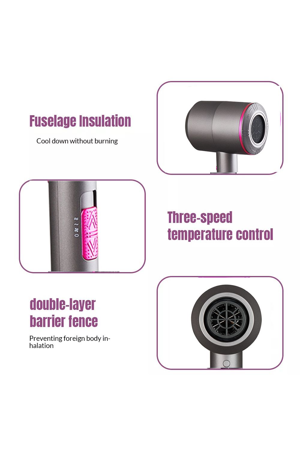 Living and Home Ionic Hair Dryer with 3 Heating & Cold Settings Blow Dryer