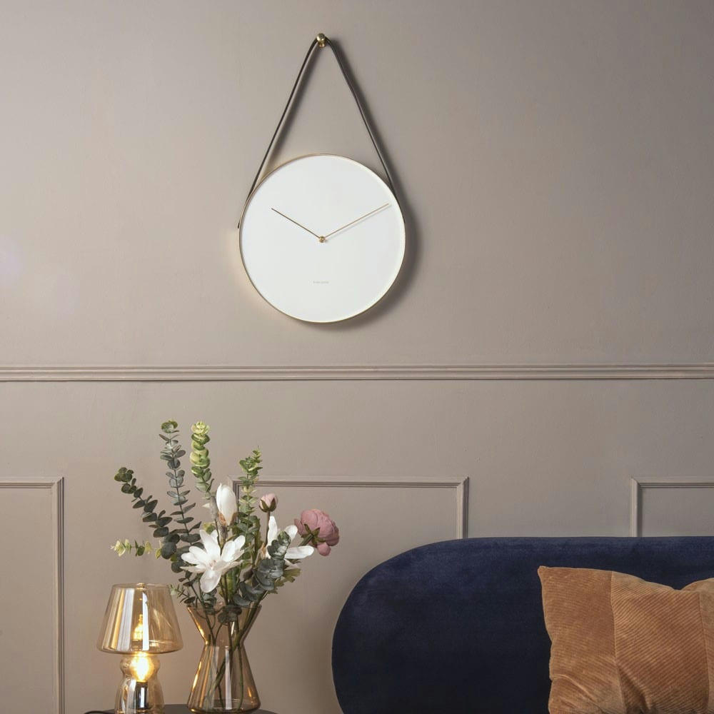 WALL CLOCK - Horloge suspendue en métal et cuir D34