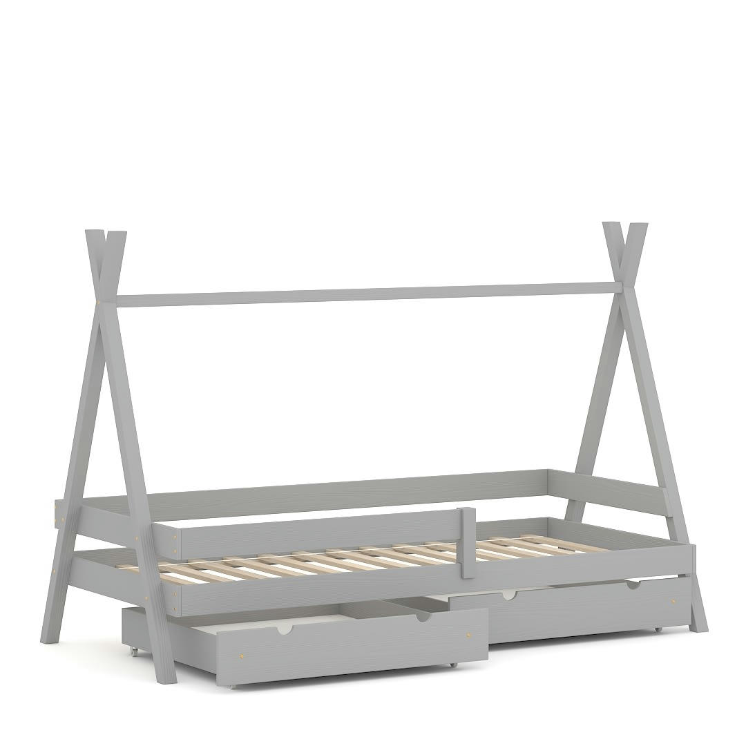 - Lit simple pour enfant en pin massif 180x80 gris