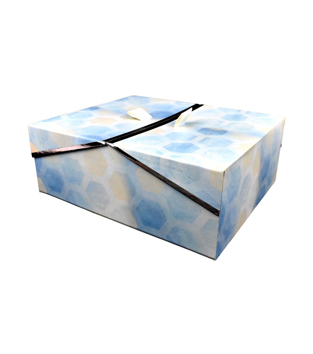 11 Blue Lagoon Geometrics Box With Double Door Lid by Hudson 43