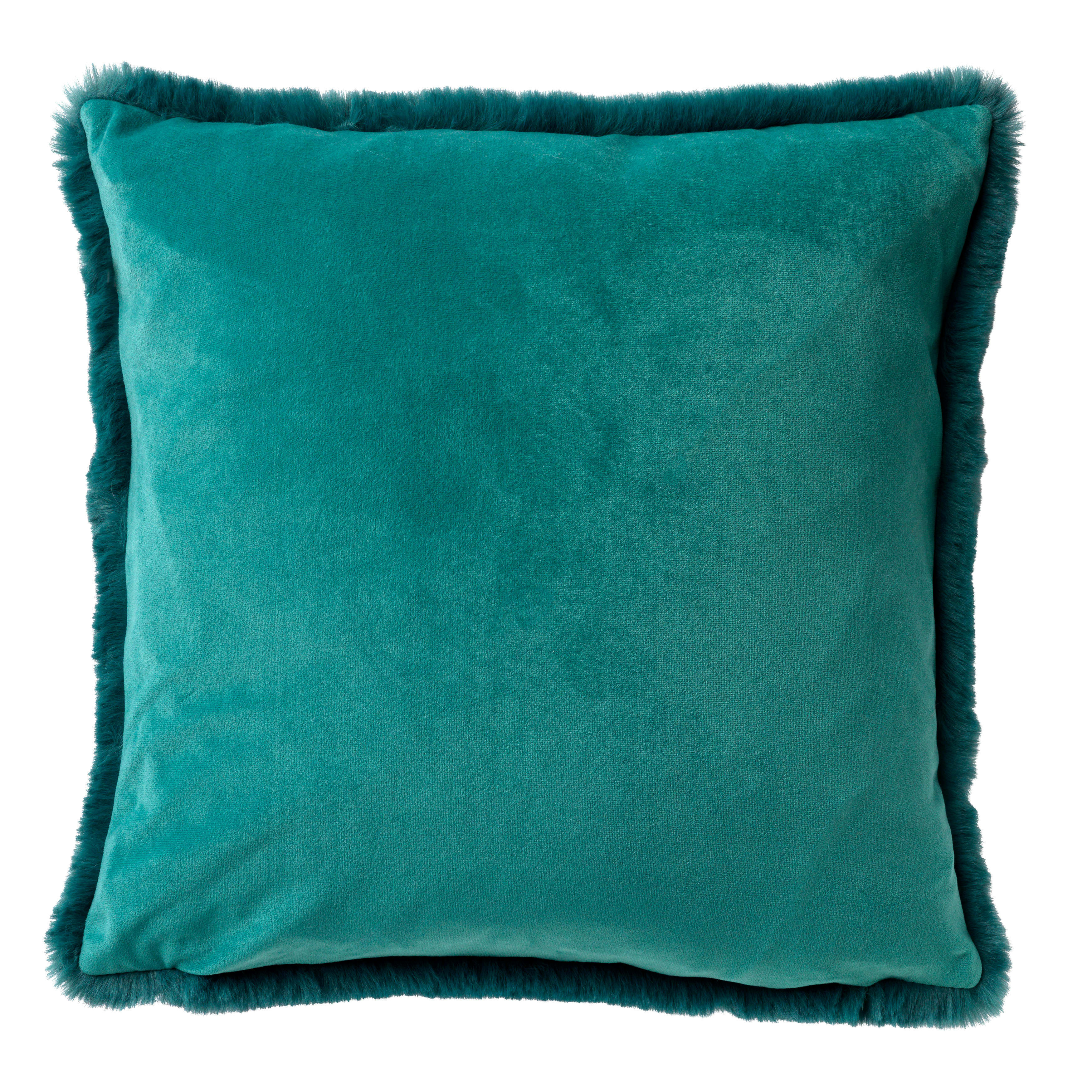 ZAYA - Coussin - vert fausse fourrure 45x45 cm uni