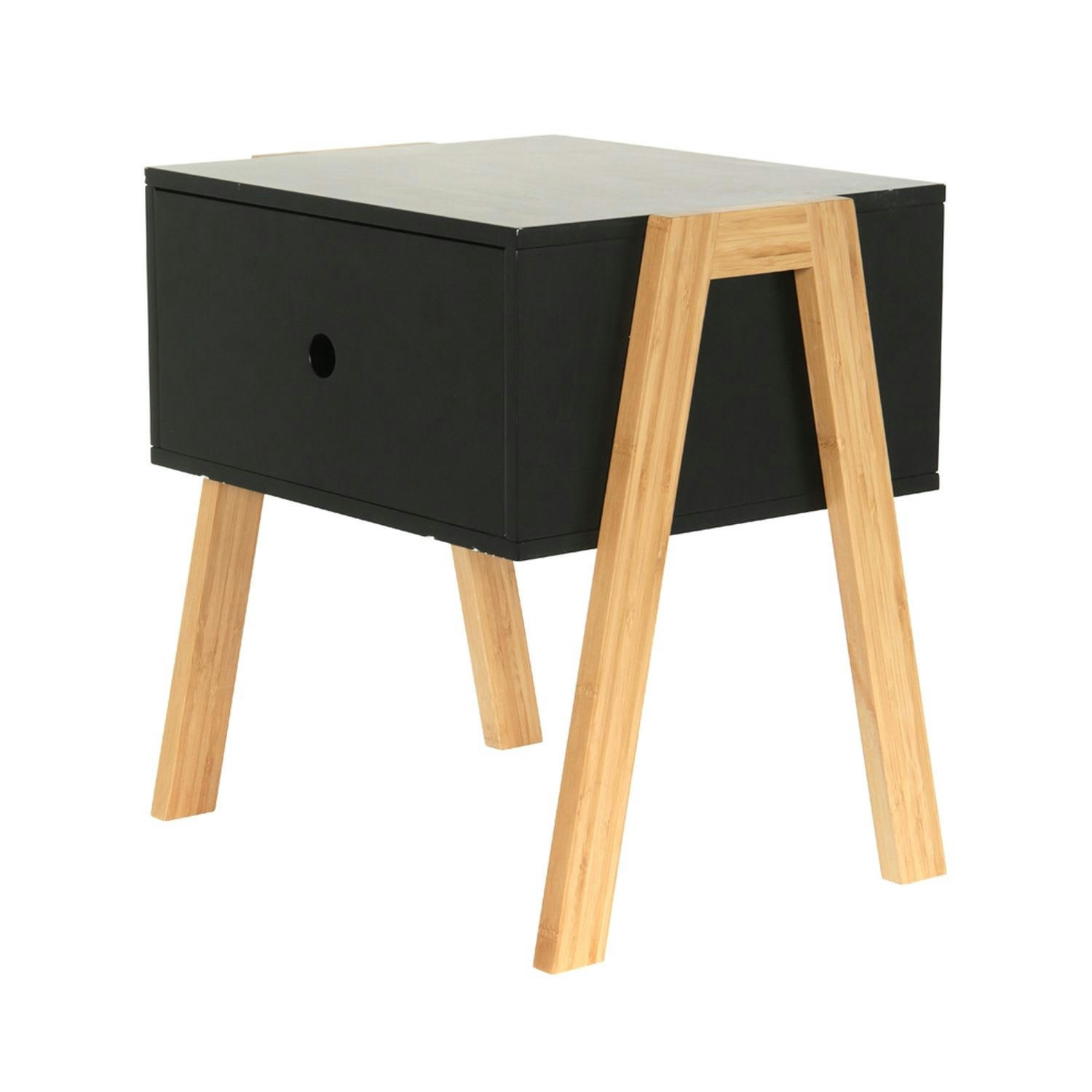 ANJA - Table de chevet scandi l. 44 x h. 45 cm noir