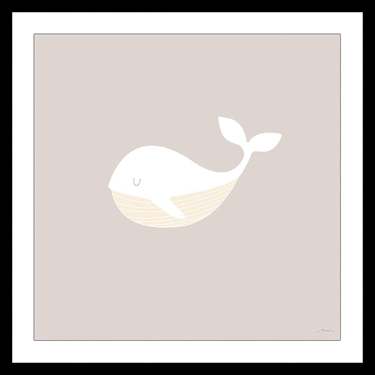 - Affiche enfant balein oh avec cadre noir 30x30cm