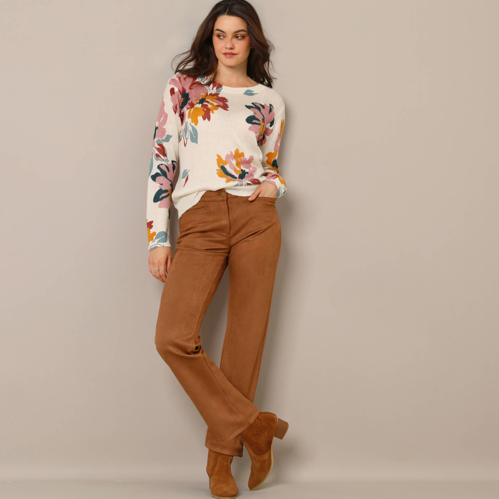 Pull imprimé fleurs