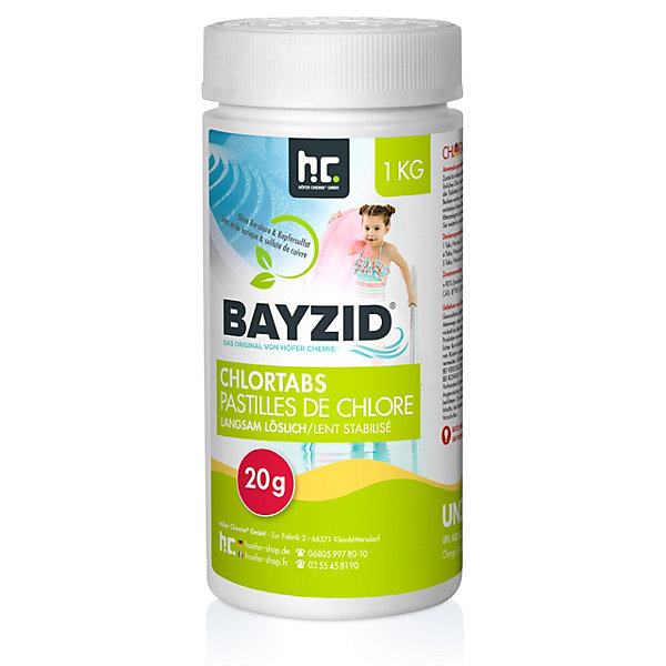 Galets De Chlore Bayzid 20g À Dissolution Lente 1 x 1 Kg, Chlore Stabilisé Pour Une Eau De Piscine Claire Et Saine