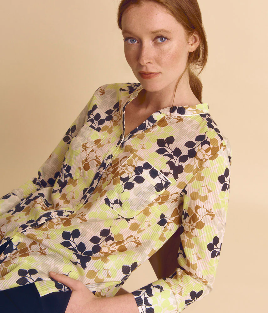 Chemise imprimée en voile de coton CAMPANULE-BIS85/85253/841