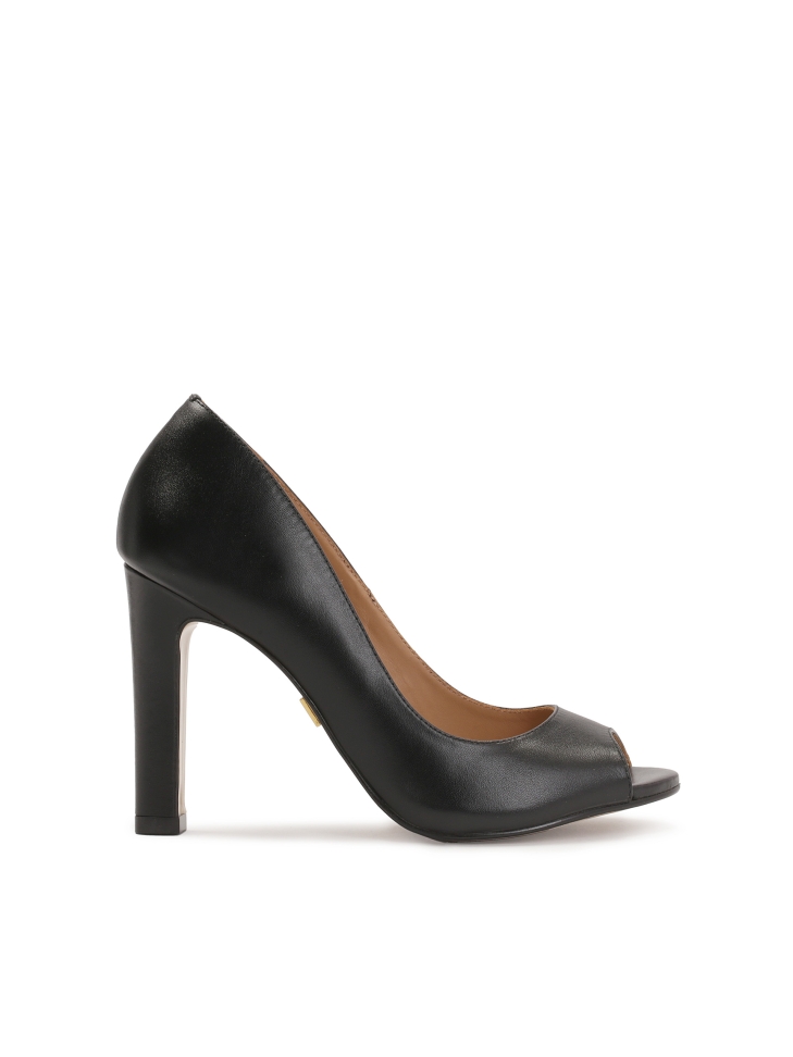 Black peep toe pumps