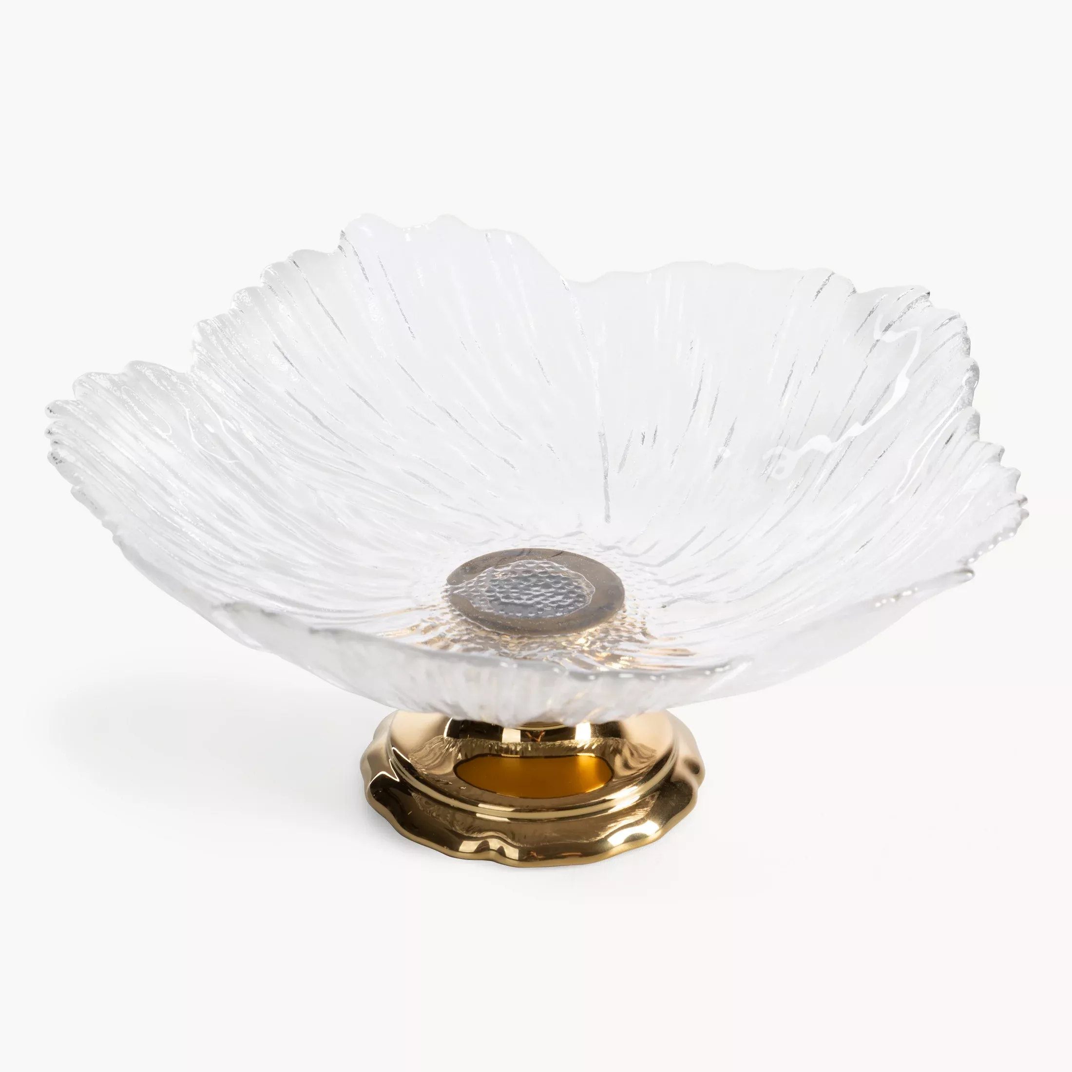 Patera szklana biało, złota o ozdobnym tłoczonym wzorze 26x12 cm DAISY