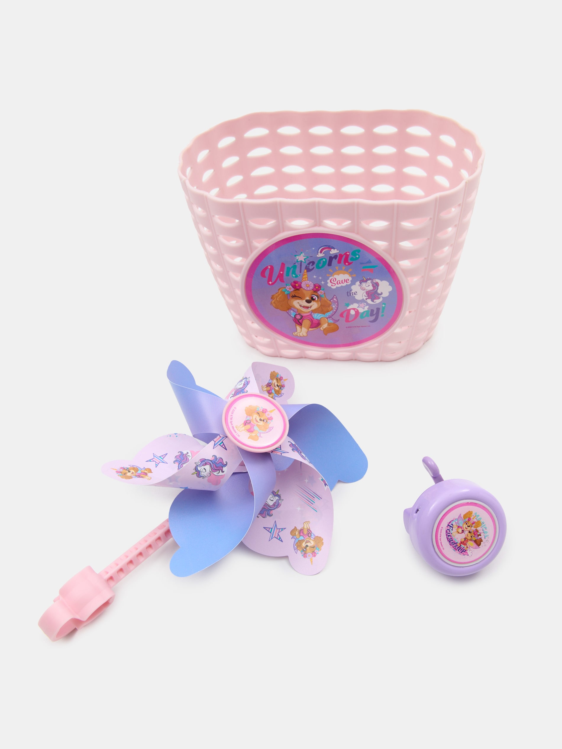 Zestaw akcesoriów rowerowych: koszyk, dzwonek i wiatraczek 3 pack PAW Patrol