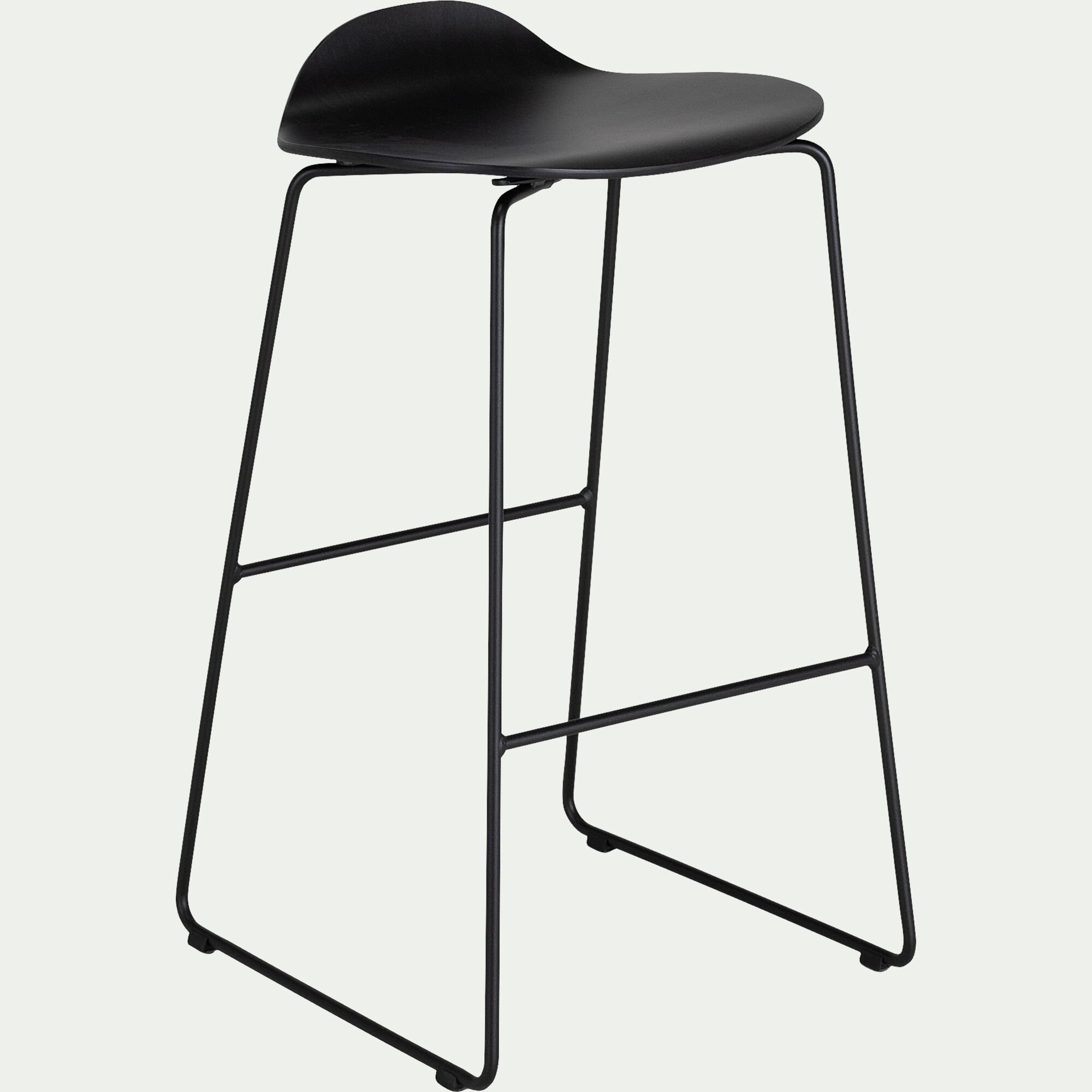 IZA - Tabouret de bar avec coque en contreplaqué moulé de hêtre H66cm - noir