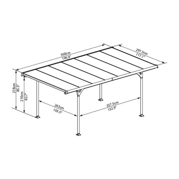 Carport »Verona«, BxHxT: 297 x 218 x 500 cm, grau