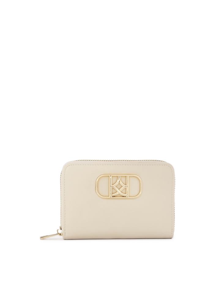 Zipped wallet in broken white color