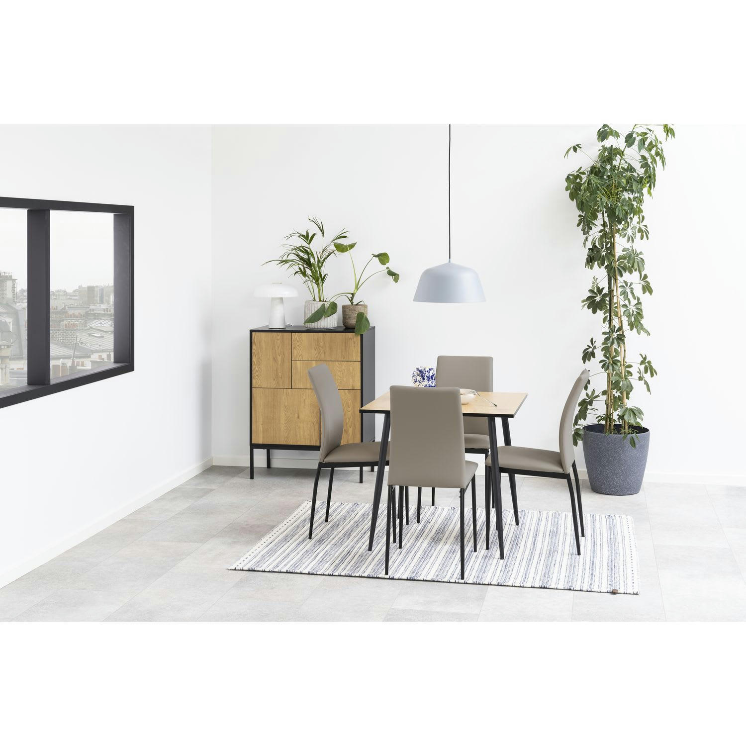 JULIA - Lot de 4 chaises de salle à manger en similicuir gris