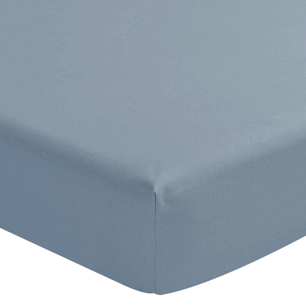 NOUVELLE VAGUE - Drap housse en lin bleu 180x200