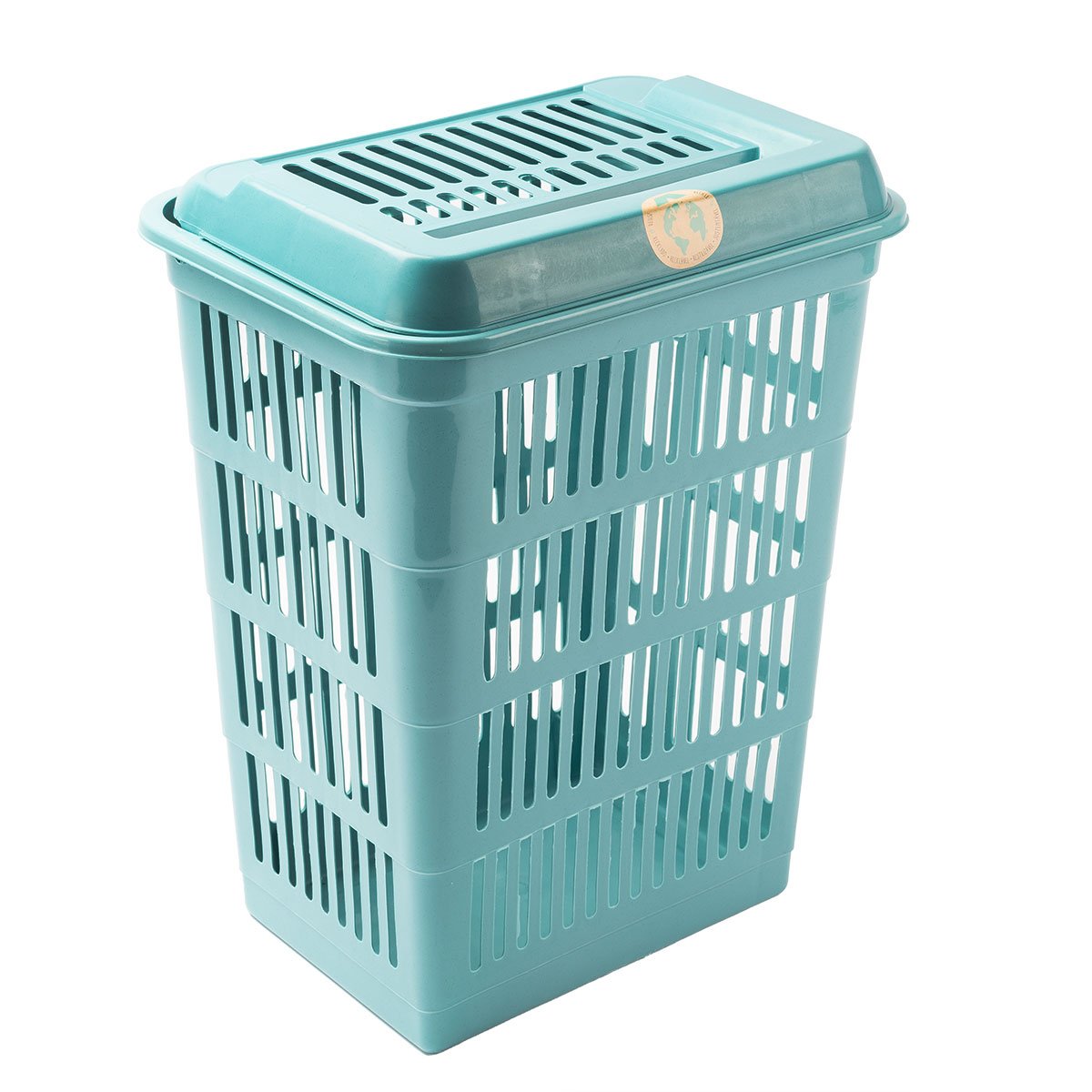 Cesto de roupa wc azul com tampa