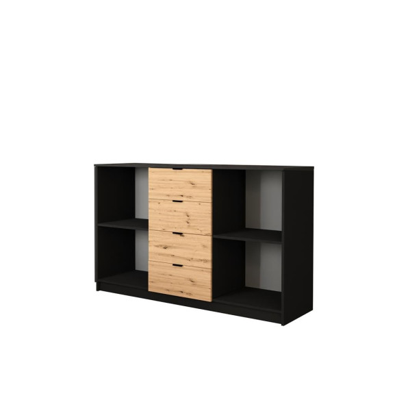 Komoda z lamelami 2D4S ONYX 150/ czarna/wotan   lamel wotan
