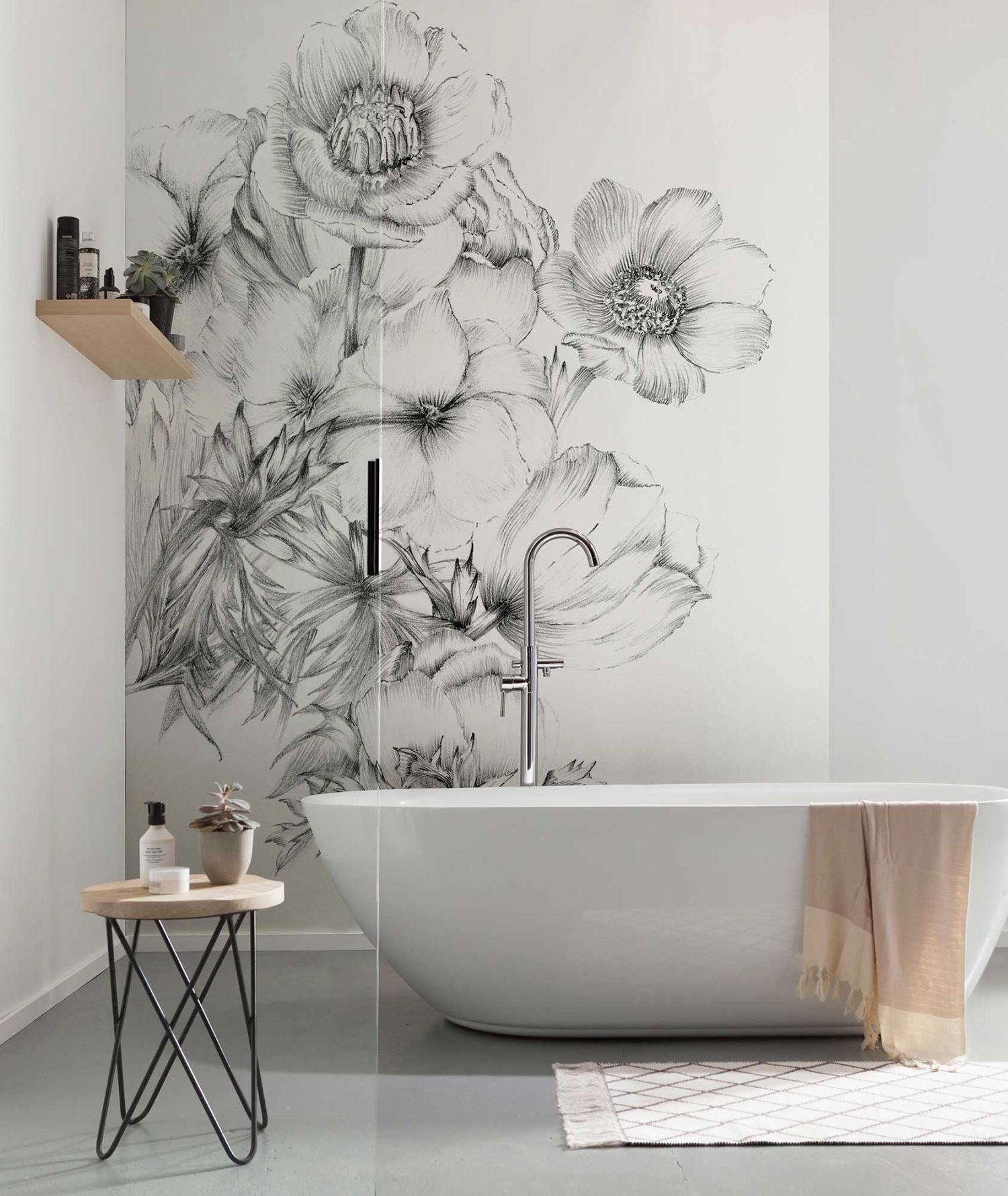 Komar fotobehang bloemtekeningen zwart wit - 184 x 248 cm - 611112