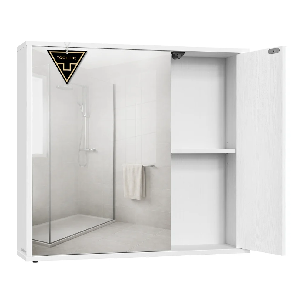 Armoire de salle de bain murale avec miroir et montage facile