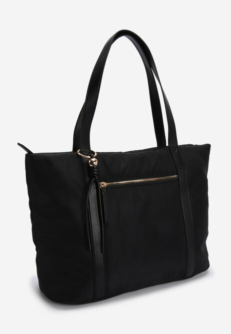Womens Black Nylon Tote Bag