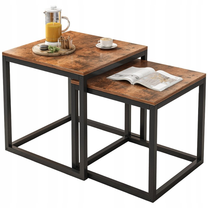 Stolik Kawowy 2w1 Zestaw Stolików 55 x 52 x 50 cm   48 x 43 x 40 cm