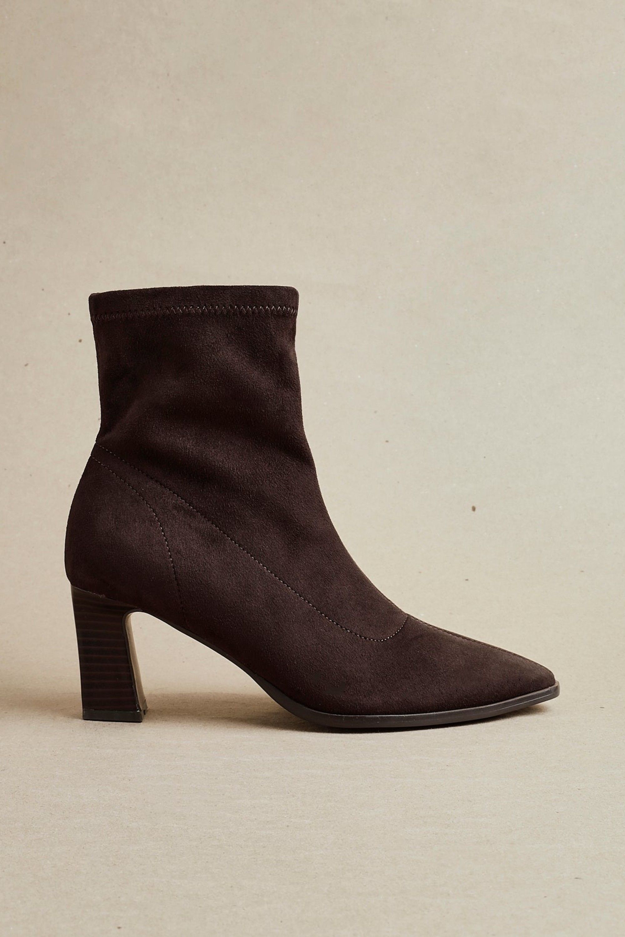 Linzi Blaze Brown Faux Suede Sock Ankle Boot